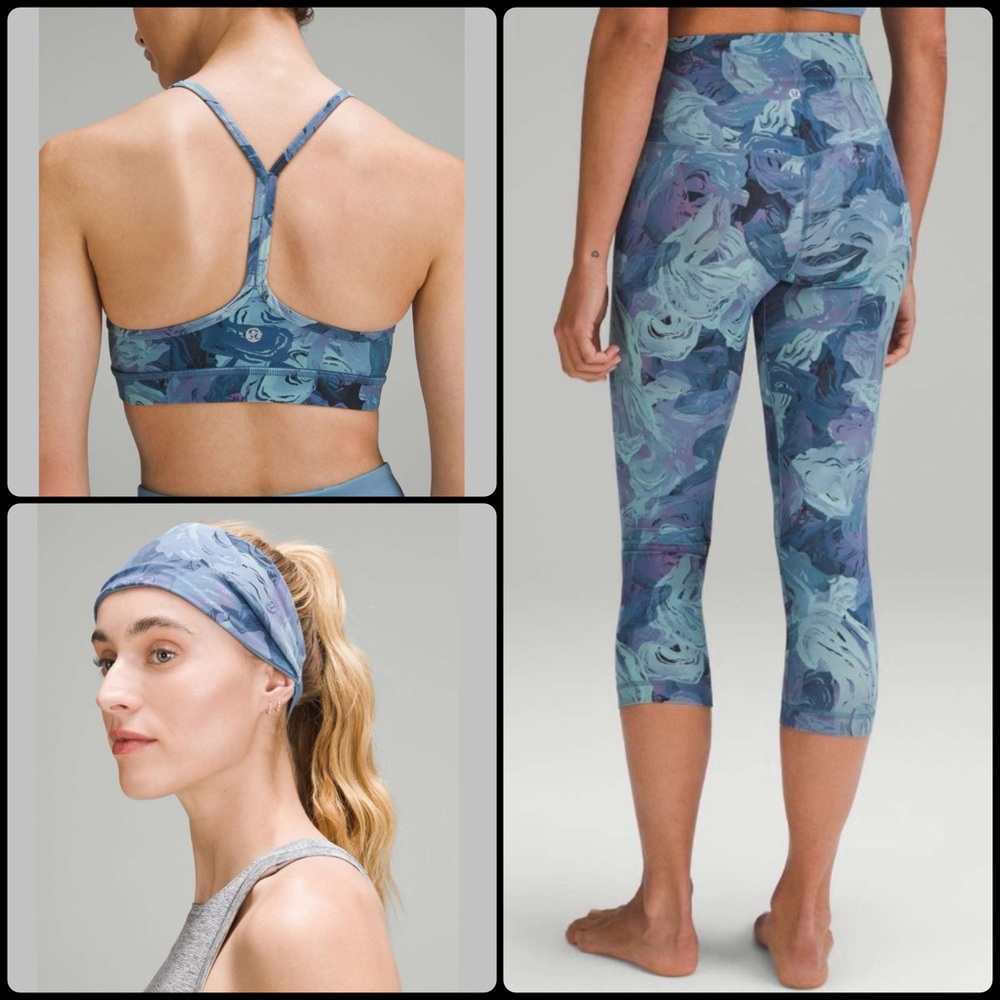 Set of 3 Lululemon Sz 12, 14 Flow Y Bra, Align High Rise Crop Leggings, Headband
